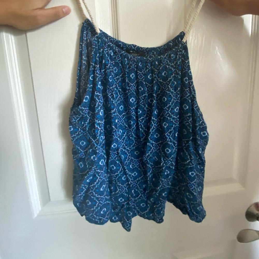 blue patterned tank top